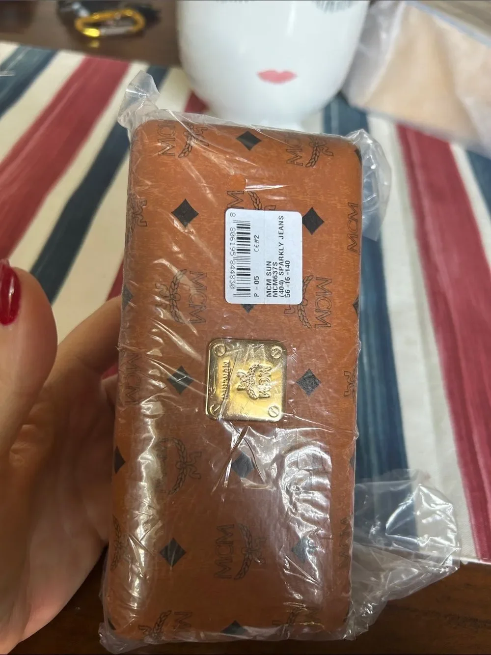 MCM glasses new with Cognac Visetos Long Wallet with Gold Plaque